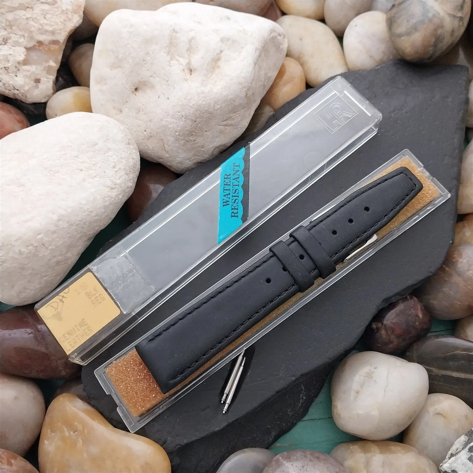 18mm Hadley Roma Black Water Resistant Leather 18/16 Unused Vintage Watch Band